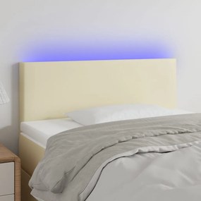 vidaXL Cabeceira de cama c/ LED 100x5x78/88 cm couro artificial creme