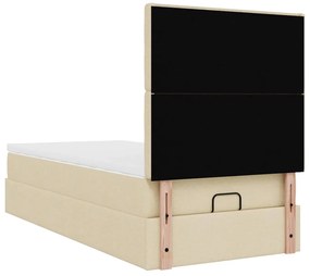 Cama otomana com colchão 90x200 cm tecido creme