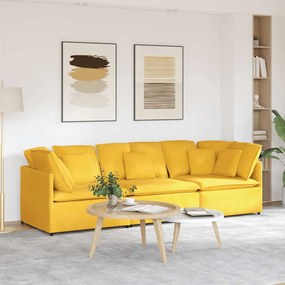 vidaXL Sofá modular com almofadas tecido corduroy amarelo-claro