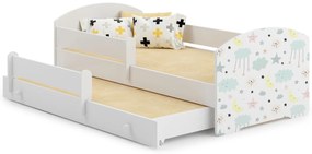 Cama infantil  dupla branca Luk estrelas 160x80 - colchão e estrado incluído