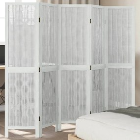 vidaXL Biombo com 5 painéis madeira de paulownia maciça branco