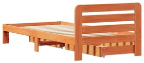 Cama sem colchão 75x190 cm madeira de pinho maciça castanho-mel