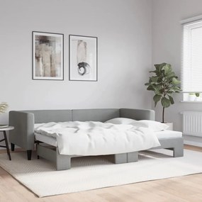 vidaXL Sofá-cama com gavetão 90x200 cm tecido cinzento-claro