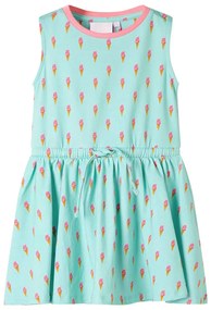 Vestido de criança com cordão menta-claro 128