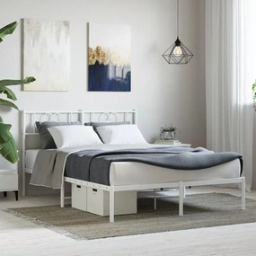 355515 vidaXL Estrutura de cama com cabeceira 160x200 cm metal branco
