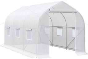 Estufa Tipo Túnel 400x200x200cm Estufa de Jardim com 6 Janelas Transpi