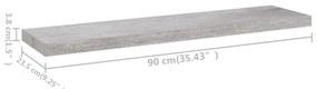 Prateleiras de parede 4 pcs 90x23,5x3,8cm MDF cinzento-cimento