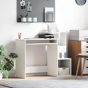 Mesa de Computador Branca Branca Aglomerado Padrão Armazenamento