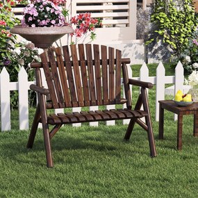 Banco de Jardim para 2 Pessoas, 115 x 80 x 106 cm, Encosto Alto, Castanho