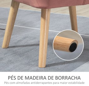 Poltrona Moderna Poltrona de Leitura Estofada em Veludo com Assento Amplo Pés em Madeira  67x61,5x71 cm Rosa