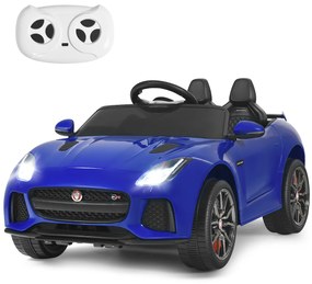 Carro Jaguar para crianças com bateria 12V Brinquedo elétrico com controlo remoto Música para contar histórias Para a frente e para trás Azul