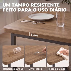 Conjunto de Mesa de Jantar Extensível 120-160 cm e 6 Cadeiras Empilháveis para 4-6 Pessoas Castanho Efeito Madeira