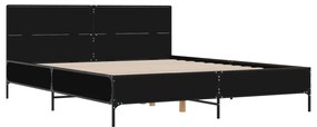 Estrutura de cama 140x200 cm derivados de madeira/metal preto