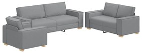 Conjunto de Sofá 3 Peças com Almofadas Cinza Claro