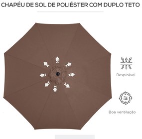 Chapéu de Sol de Jardim Ø295x250cm com Manivela Chapéu de Sol Exterior