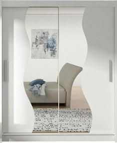 Roupeiro Closico 134, Branco, 200x150x58cm, 117 kg, Portas para roupeiro: Deslizante, Número de prateleiras: 5, Número de prateleiras: 5