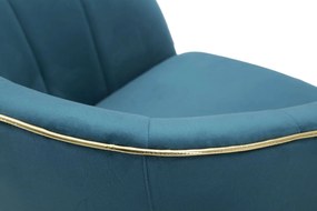POLTRONA PARIS AZUL PETRÓLEO E DOURADA 62X58X78 CM