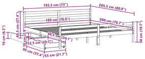 Cama sem colchão 180x200 cm madeira de pinho maciça branco