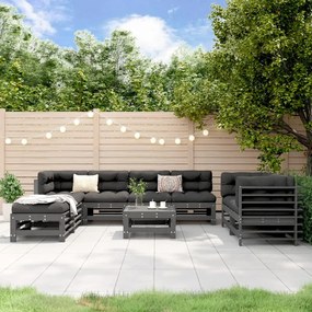 vidaXL 9 pcs conjunto lounge de jardim pinho maciço cinzento