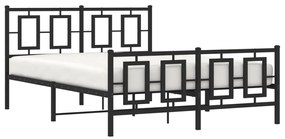 Estrutura de cama com cabeceira e pés 140x190 cm metal preto