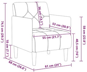 Poltrona com apoio de braços 55 cm linho