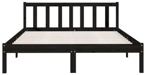 Estrutura de cama 140x190 cm pinho maciço preto