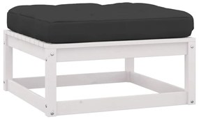 6 pcs conjunto lounge jardim c/ almofadões pinho maciço branco