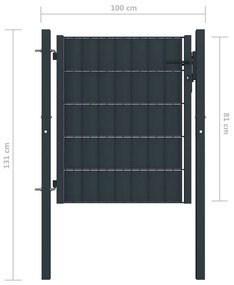 Portão de cerca 100x81 cm PVC e aço antracite