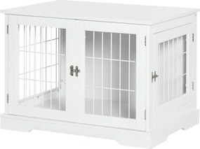 Gaiola para cães 2 em 1: mesa auxiliar e gaiola com 2 portas com fechadura 76 x 54,5 x 56 cm - Metal e MDF