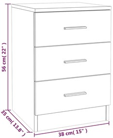 Mesa cabeceira 38x35x56 cm derivados de madeira cinzento sonoma