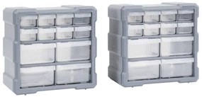 Caixas organizadoras com 12 gavetas 2 pcs 26,5x16x26 cm