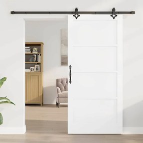 Porta Deslizante com Conjunto de Ferragens 'ORKDAL'Branca de Madeira S