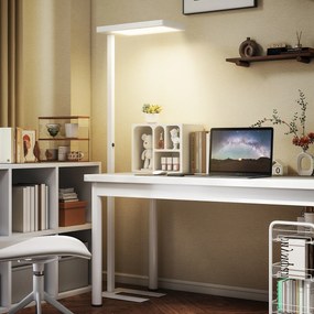Candeeiro de pé para sala de estar com LED regulável, espectro completo, para cuidados com os olhos, com comando à distância, 60 x 32 x 196 cm, branco