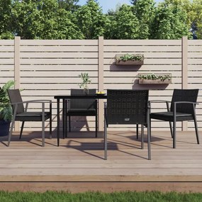 vidaXL 5 pcs conjunto de jantar p/ jardim c/ almofadões vime PE e aço