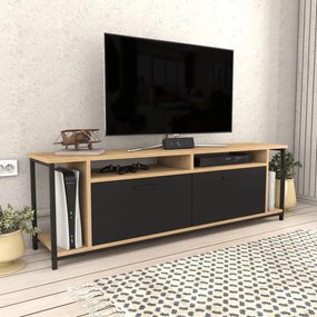 Móvel TV Omar – Carvalho/Preto – 160 cm x 35 cm x 50,8 cm