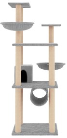 Árvore p/ gatos c/ postes arranhadores sisal 141 cm cinza-claro