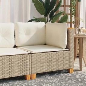 vidaXL Sofá de canto para jardim com almofadões vime PE bege