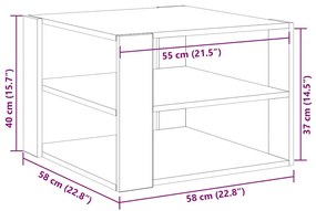 Mesa de centro vidaXL Preto Carvalho 59,5x59,5x40 cm Madeira Engenhari