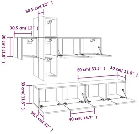 Conjunto móveis de TV 7 pcs madeira processada sonoma cinza