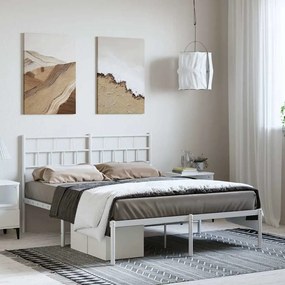 Estrutura de cama com cabeceira 150x200 cm metal branco
