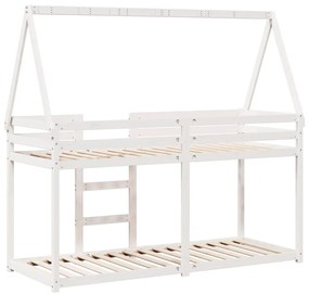 Beliche com telhado 90x200 cm madeira de pinho maciça branco
