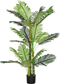 HOMCOM Planta Artificial, palmeira artificial, incl. cachepot; 19,5 cm x 19,5 cm x 150 cm, Verde + Preto | Aosom Portugal