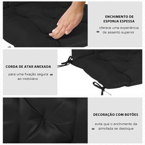 Conjunto de 2 Almofadas de Cadeira 50x98x8 cm (Não incluidas) Almofadas de Cadeira de Exterior para Jardim Terraço Varanda Preto