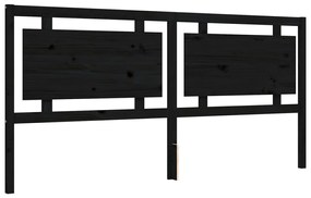 Estrutura de cama com cabeceira 200x200 cm madeira maciça preto