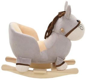 Animal de baloiçar burro em pelúcia 60x32x55 cm cinzento