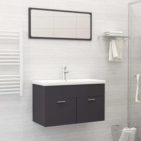 vidaXL 2 pcs conj. móveis de casa de banho derivados de madeira cinza