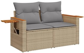 9 pcs conjunto de sofás p/ jardim com almofadões vime PE bege