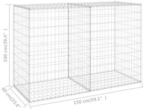 Muro gabião com tampas aço galvanizado 150x60x100 cm
