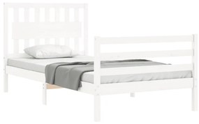 Estrutura de cama com cabeceira 100x200cm madeira maciça branco