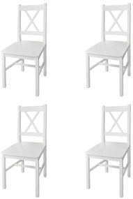 Cadeiras de jantar 4 pcs madeira de pinho branco